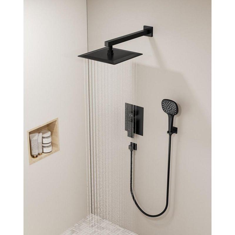 CRANACH Wall Mount Shower Faucet with 3-Spray Patterns Handheld in Matte Black (Valve Included)