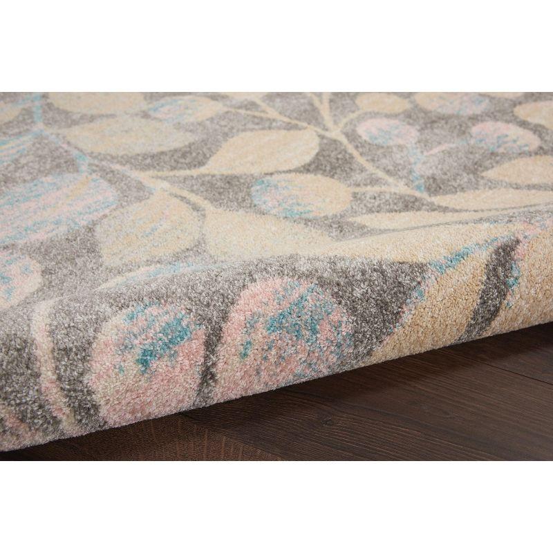 Nourison Tranquil 4' X 6' Grey/Beige Area Rug Contemporary Botanical Vine and Bloom by Nourison