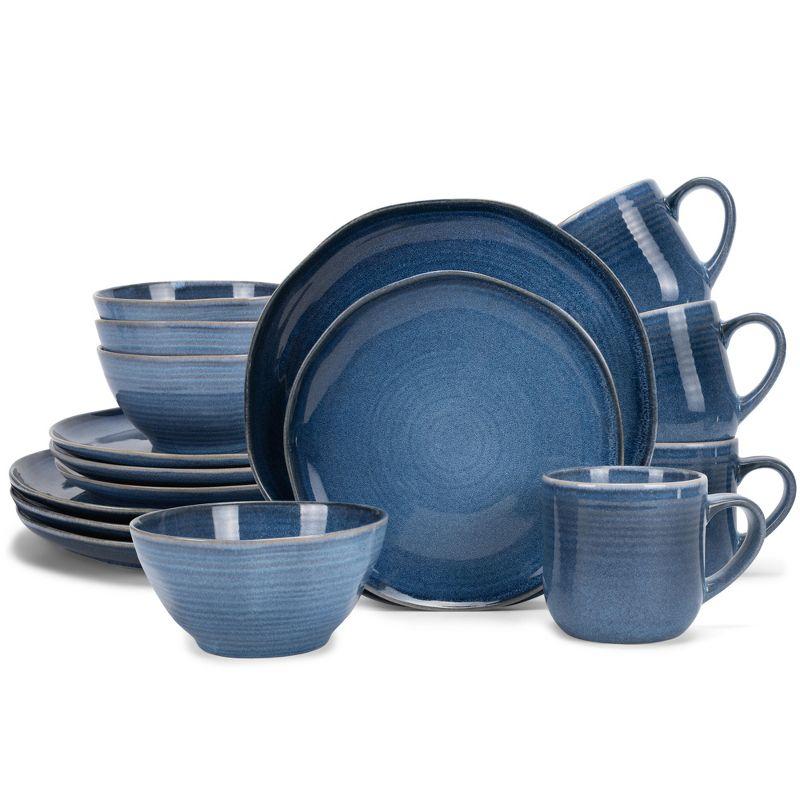 Cobalt Blue Ceramic Stoneware 16-Piece Dinnerware Set