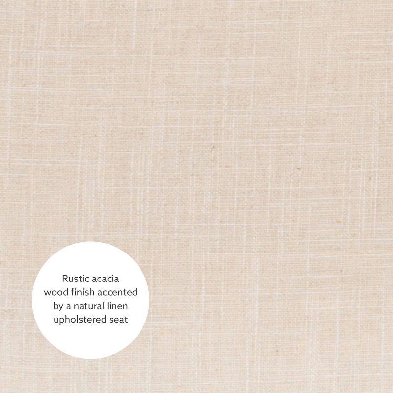 Claridge Backless Nailhead Saddle Acacia Counter Height Barstool Natural - Linon: Chic Beige Linen Seat, Rubberwood