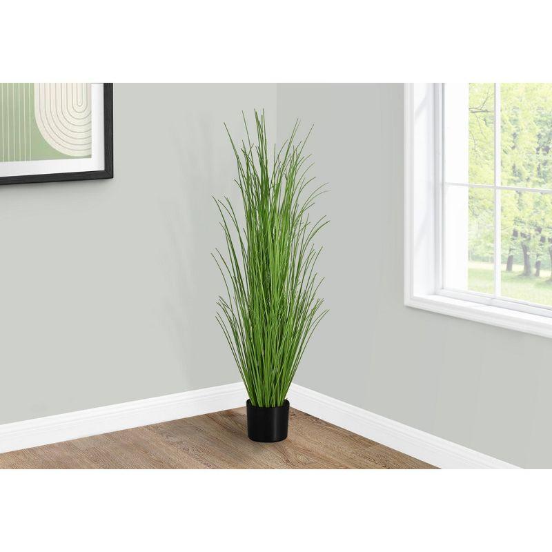 47" Tall Green Artificial Grass Floor Plant in Black Pot