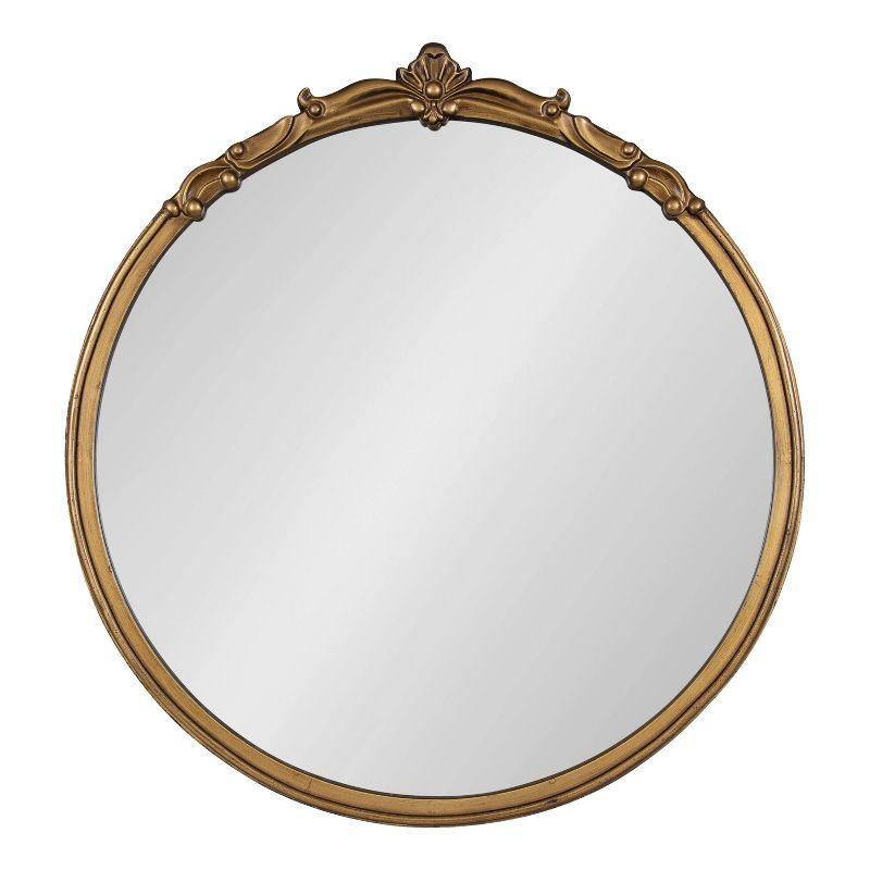 30" x 30" Marchon Framed Wall Mirror Gold - Kate & Laurel All Things Decor: Modern Round Decorative, No Assembly Required