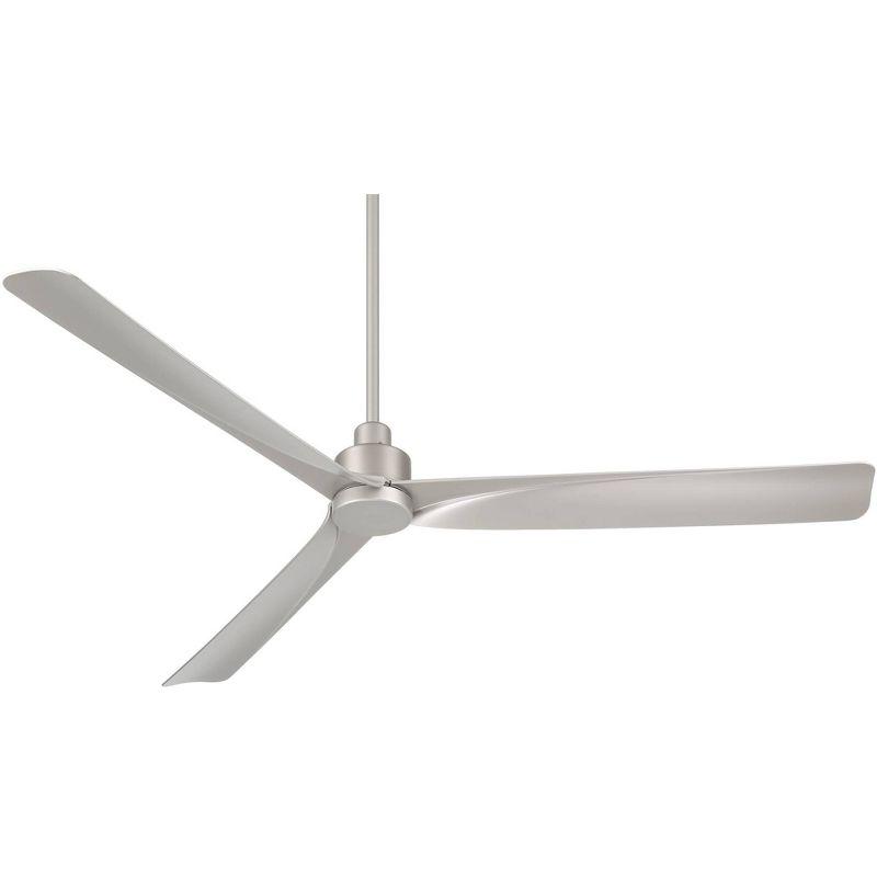 Casa Vieja 60" Sailplane Modern Industrial Indoor Outdoor Ceiling Fan 3 Blade Remote Control Silver Finish Bedroom Patio Living Room Damp Rated