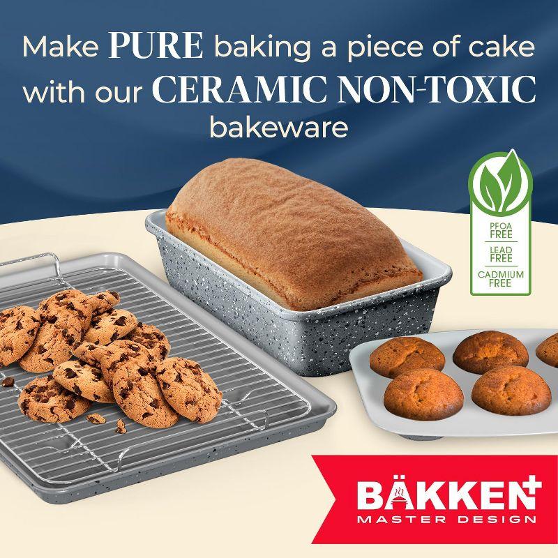 Bakken Swiss 8-Piece Stackable Bakeware Set - Ceramic Non-Stick Coating - MARBLE