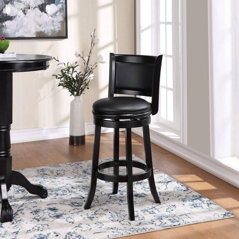 Augusta 29" Black Faux Leather Swivel Wood Bar Stool