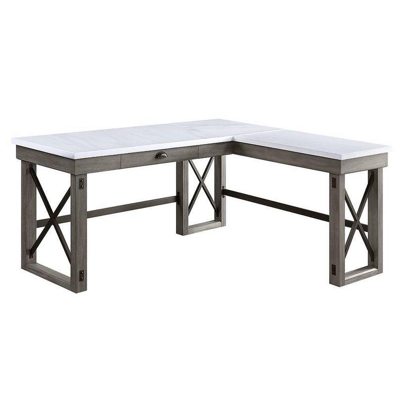67" Talmar Marble Top Writing Desk with File Drawer & Lift Storage - Acme Furniture