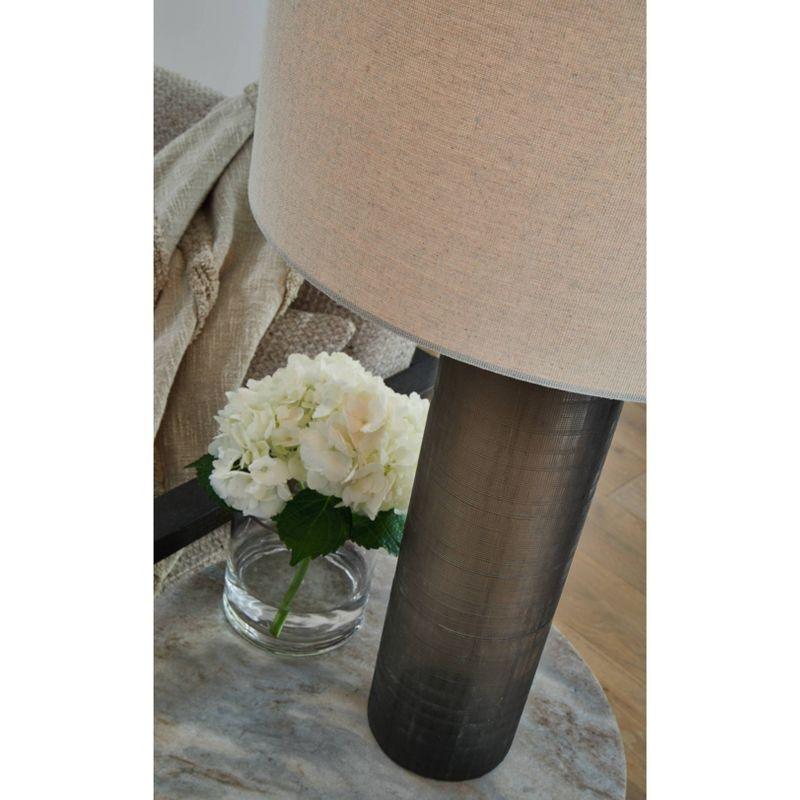 Dingerly 28" Brown Frosted Glass Table Lamp with Drum Shade