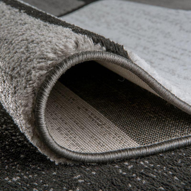 World Rug Gallery Contemporary Modern Boxed Color Block Gray 6'6" Round Rug