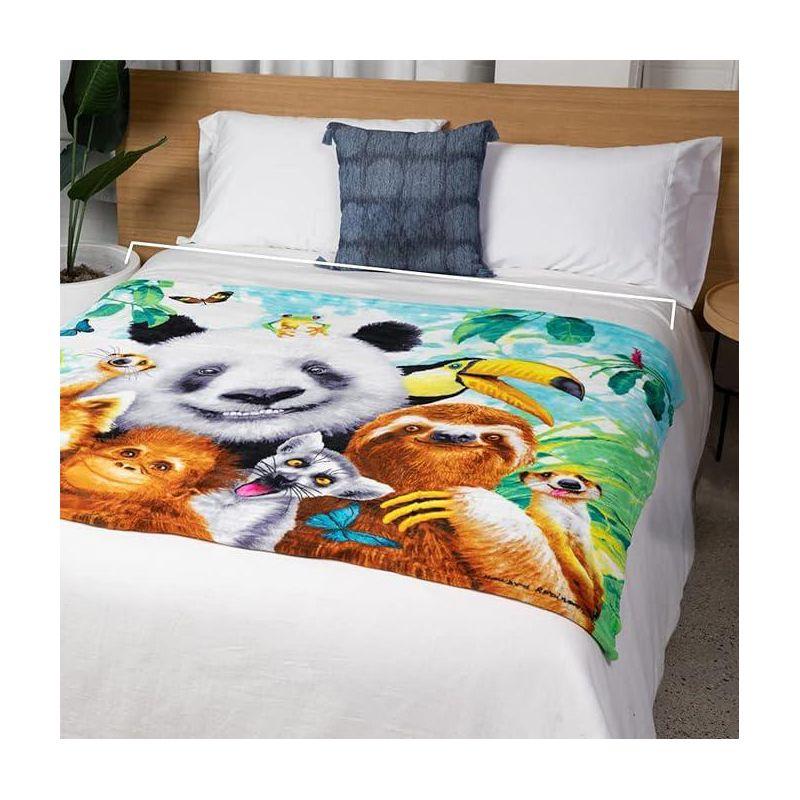 Zoo Animals Fleece Blanket with Vibrant Jungle Design