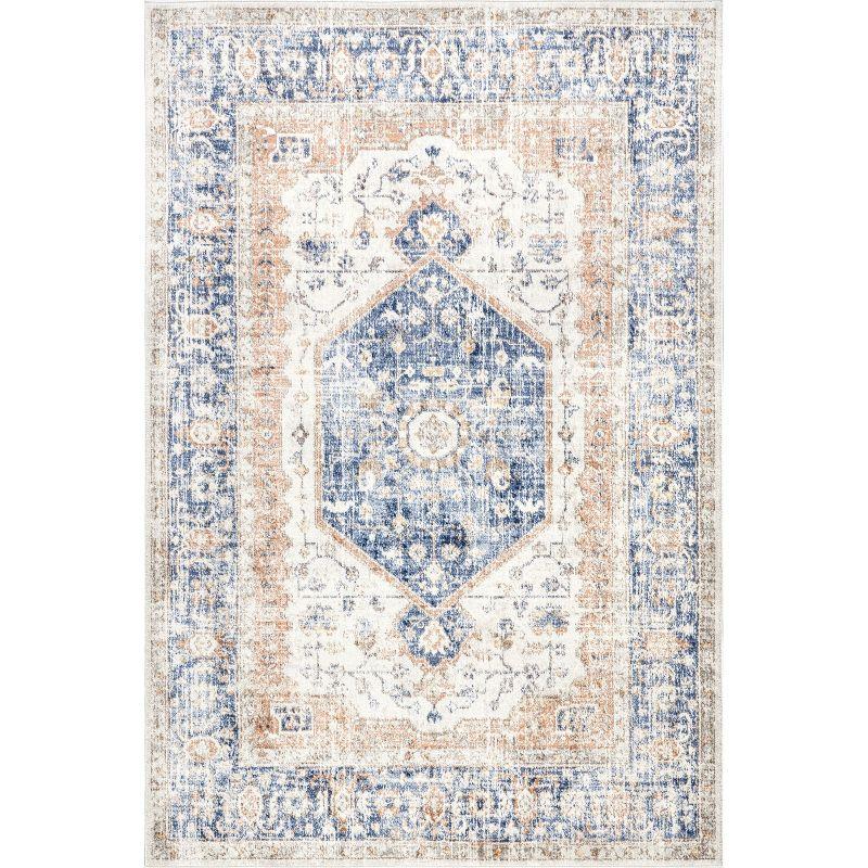 Nuloom Jacquie Oriental/Persian 3x5 Accent Indoor Area Rug for Living Room Bedroom Dining Room Entryway Kitchen, Blue/Ivory