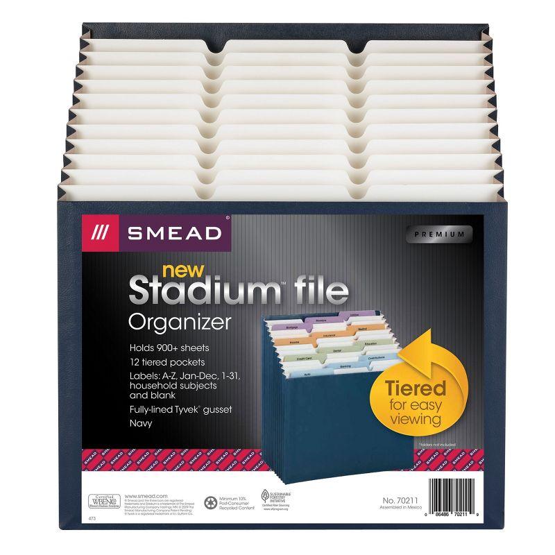 Smead Stadium® File, Alphabetic/ Monthly/ Daily, Household/ Blank Labels, 12 Pockets, Letter Size, Navy (70211)