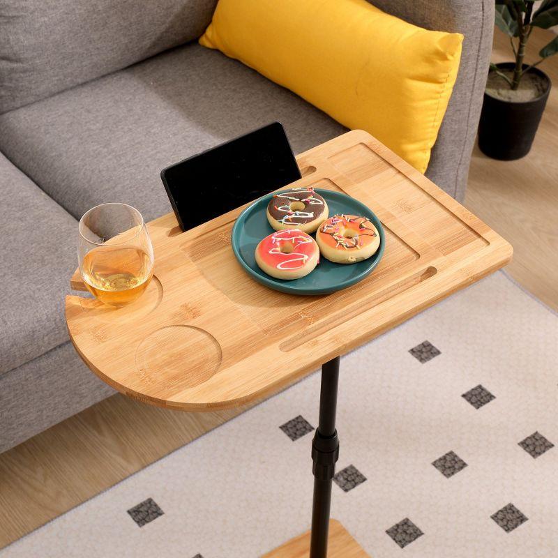 360° Rotatable Sofa Tray Table for Couch Arm - C-Shaped End Table with Phone & Tablet Slots, TV Tray Table, Side Table Tray for Living Room & Bedroom