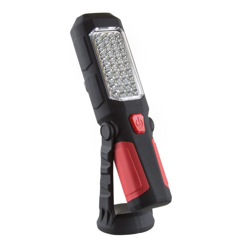 Fleming Supply 200 Lumen Dual-Beam LED Flashlight With Magnetic Swivel Base and Hanging Hook