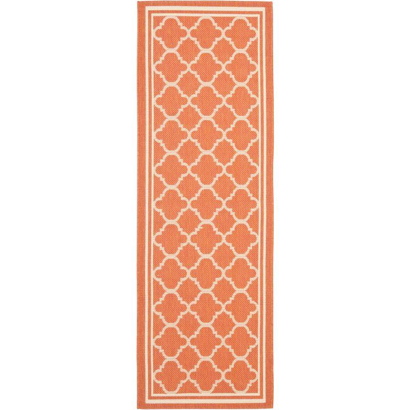 Terracotta and Bone Synthetic Flat Woven Outdoor Area Rug