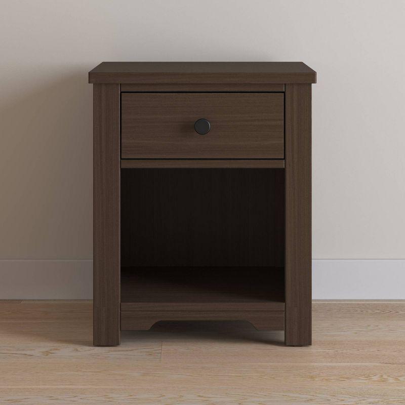 Harmony Brushed Truffle Pine Nightstand with Nickel-Tone Knob