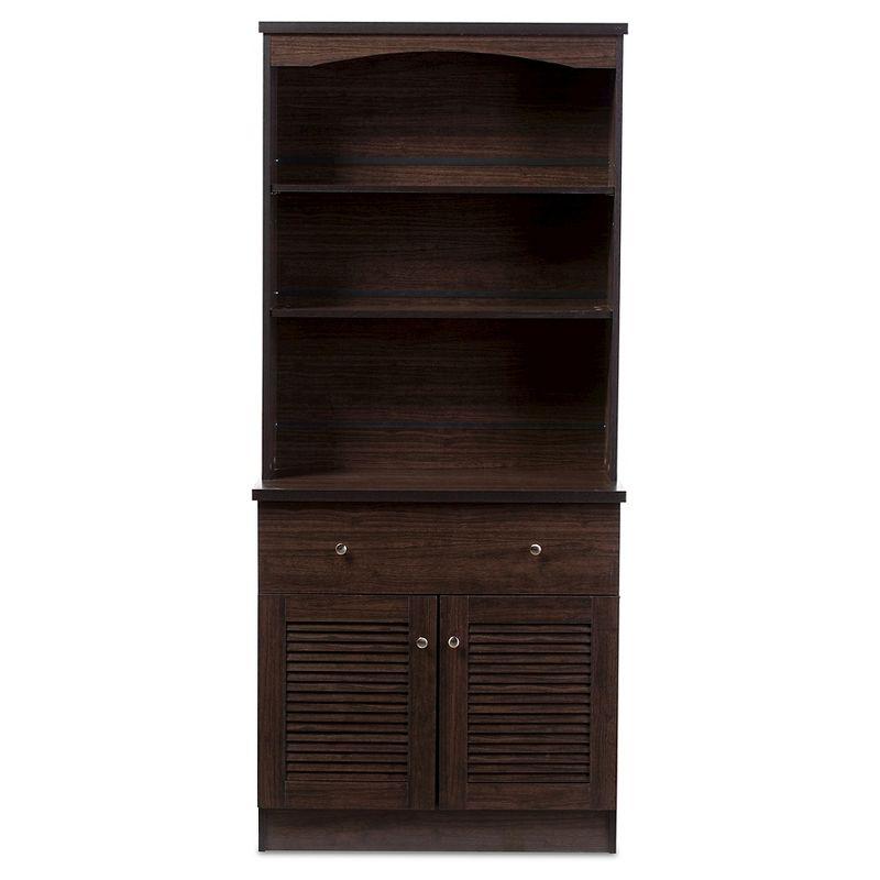 Elegant Dark Espresso Engineered Wood and PU Veneer China Cabinet