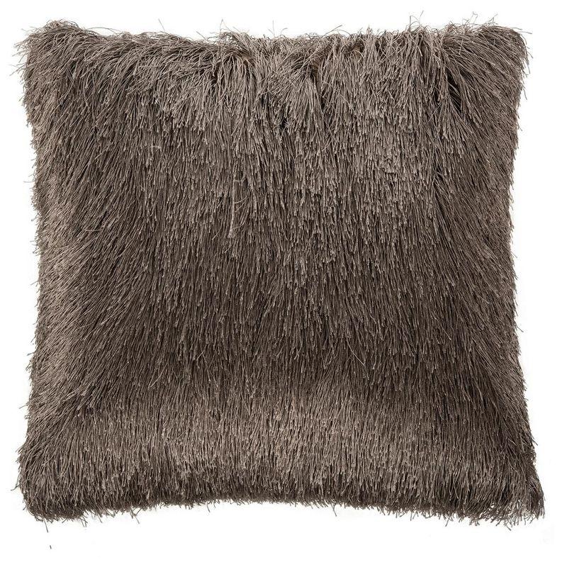 Indoor/Outdoor Shag Pillow - Taupe - 20"X20" - Safavieh