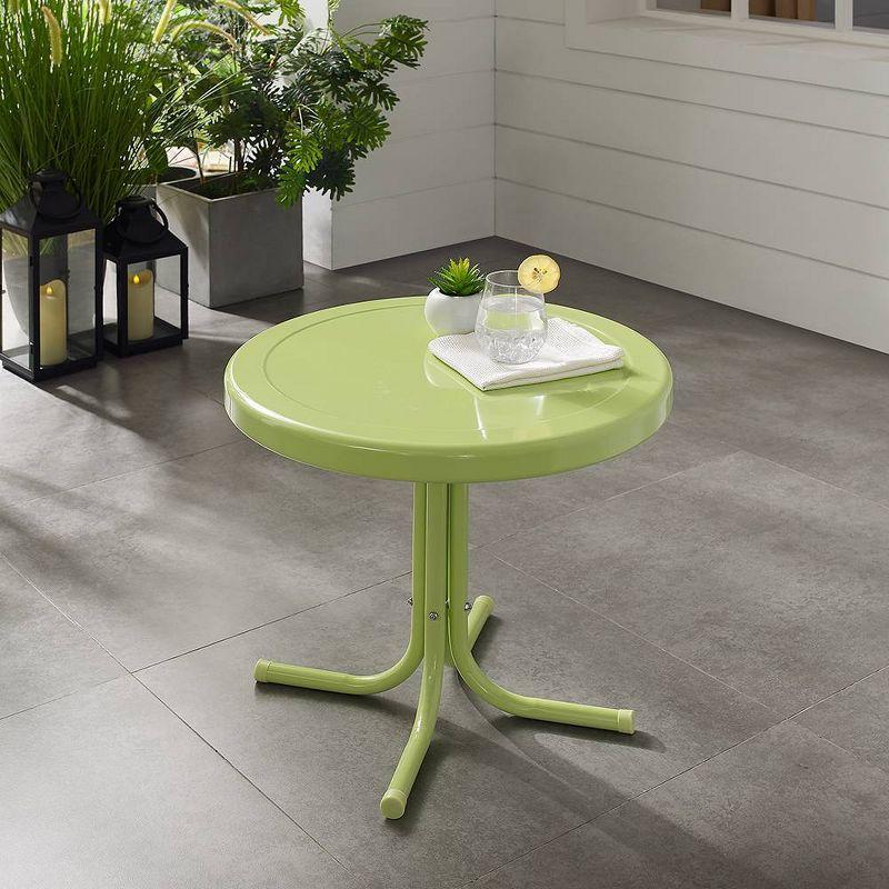 Key Lime Gloss Retro Round Metal Patio Side Table