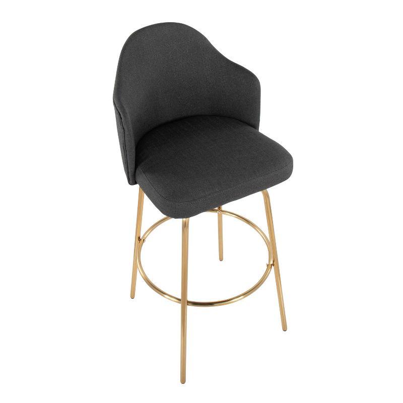 Set of 2 Ahoy Polyester/Metal Barstools Gold/Charcoal - LumiSource: Swivel, Upholstered, Fixed Height