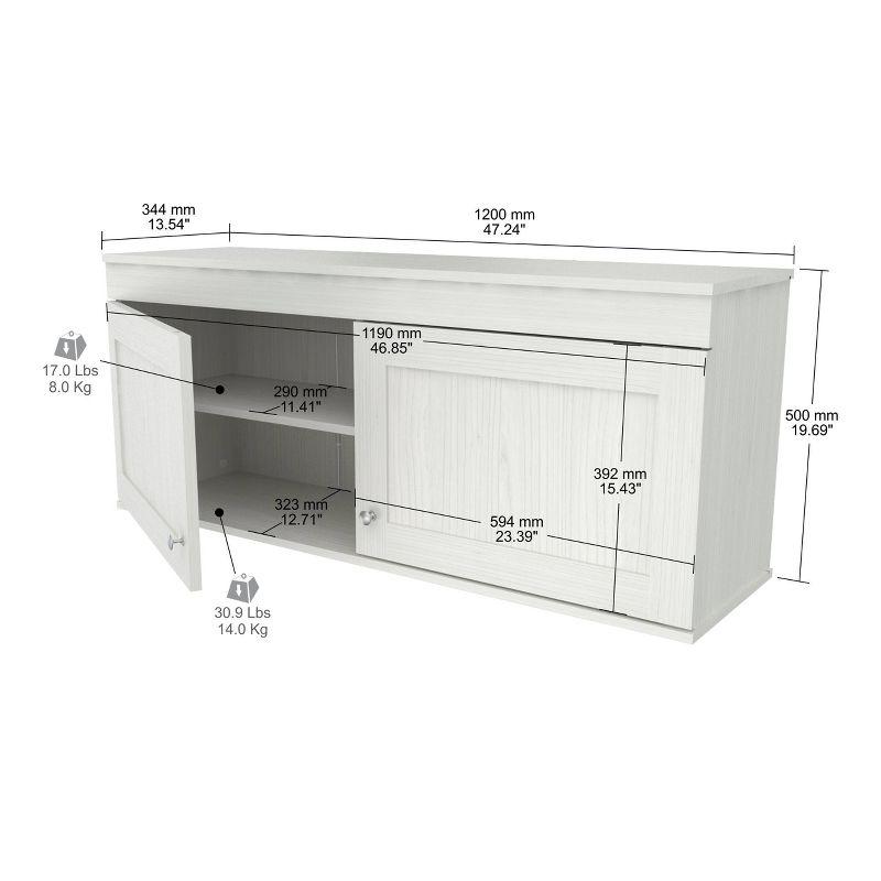 2 Doors Wall Mounted Buffet Cabinet White - Inval: Transitional Style, Adjustable Shelves, Melamine Finish