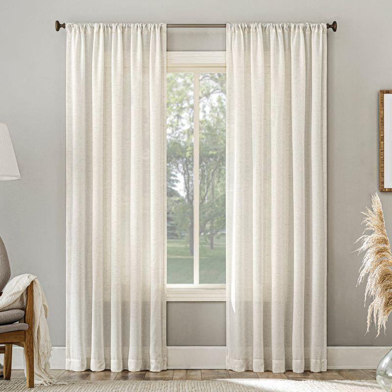 Pearl White Linen Blend Light-Filtering Rod Pocket Curtain Panel, 54" x 63"