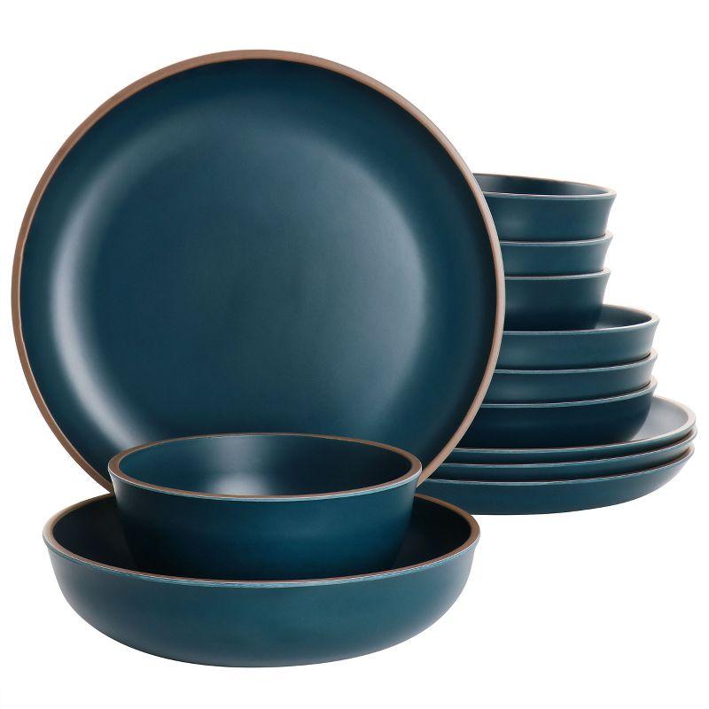 Gibson Home Rockabye 12 Piece Double Bowl Melamine Dinnerware Set
