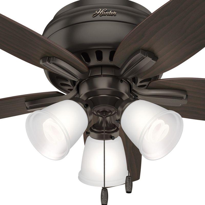 Hunter Fan Newsome 42" 5 - Blade Traditional Indoor Flush Mount Ceiling Fan with Lights and Pull Chains