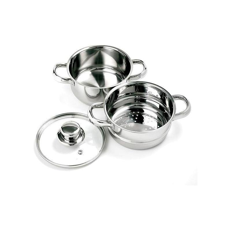 Norpro 1-Quart Stainless Steel Mini Steamer Cooker, 3 Piece Set