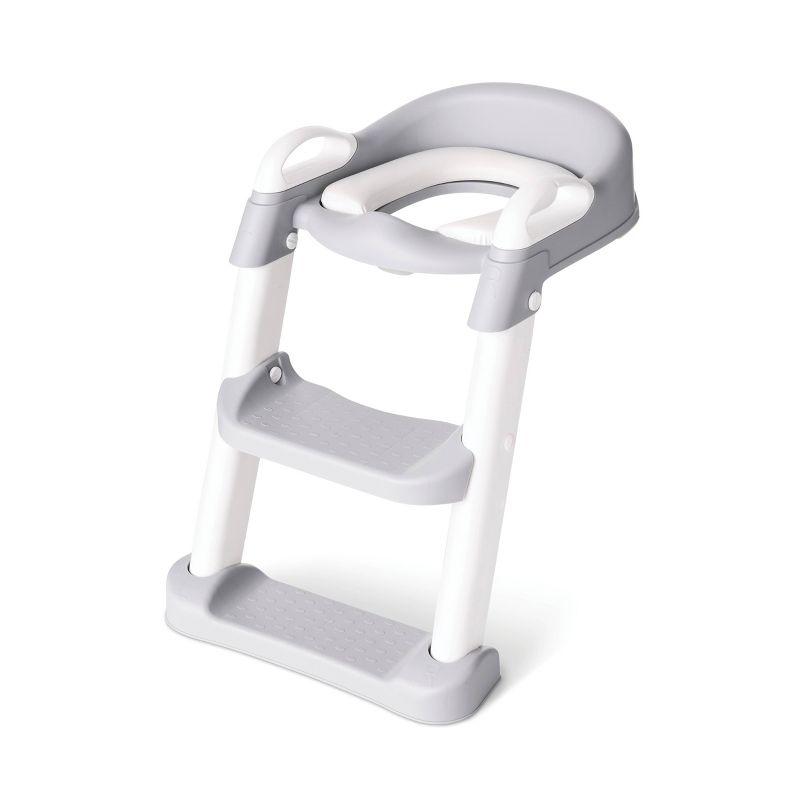 Gray and White Adjustable Toddler Potty Seat with Steps