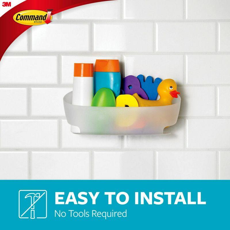 Command Shower Caddy White: Bathroom Organizer with Suction, Plastic Storage Shelf