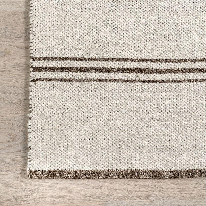 Lauren Liess x Rugs USA - Birchwood Reversible Striped Wool Indoor Area Rug, Runner 2' 6" x 8', Dark Beige