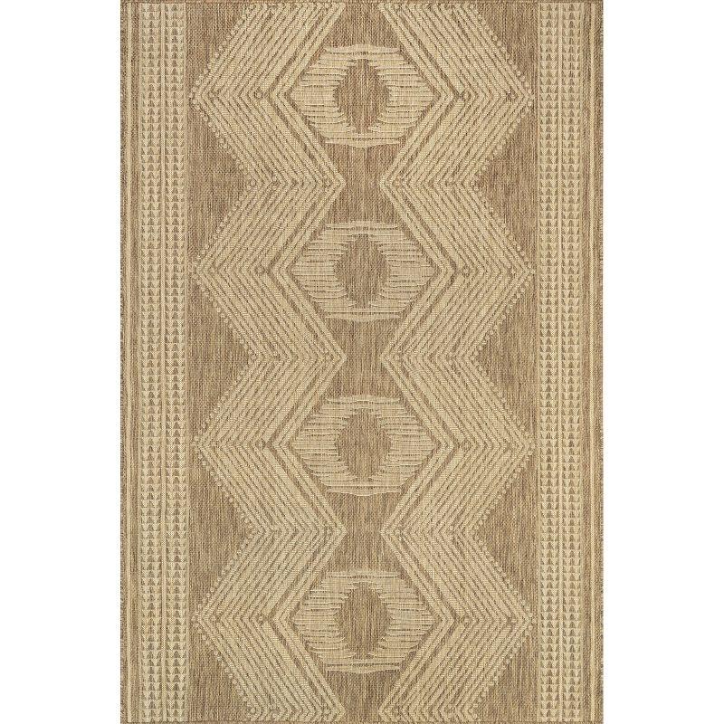 Casual Boho Light Brown Synthetic 2' x 3' Indoor/Outdoor Rug