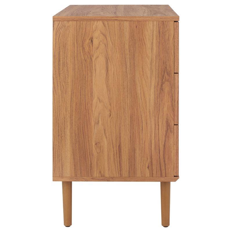 Oak 3-Drawer Chest with Rattan Mesh and Metal Pulls