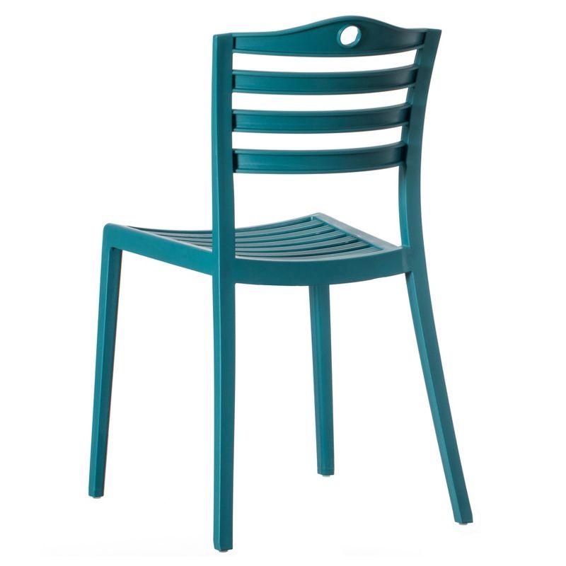 Fabulaxe Plastic Dining Chair with Ladderback Design, Blue
