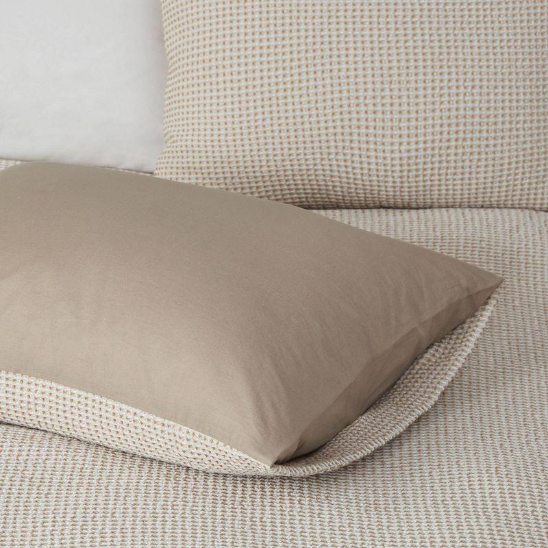 Taupe Greige Cotton Blend Waffle Weave Duvet Cover Set