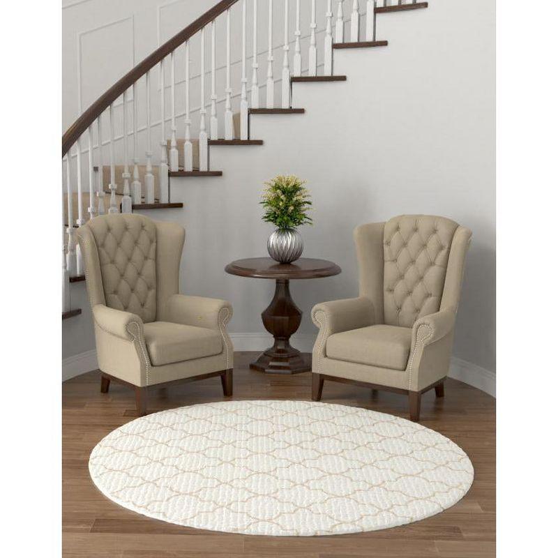 Jill Zarin Uptown Collection Area Rug - Lincoln Center (5' 3" Round White/Beige)