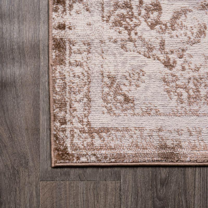 4'x6' Alhambra Ornate Medallion Modern Area Rug, Brown/Cream - JONATHAN Y