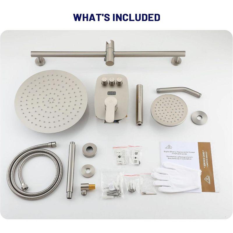 CASAINC BR01008SX12BN Rainfall Symphony 12inch Dual Showerhead Temperature Display Shower System with 2 in 1 Slider Bar Shower Handheld