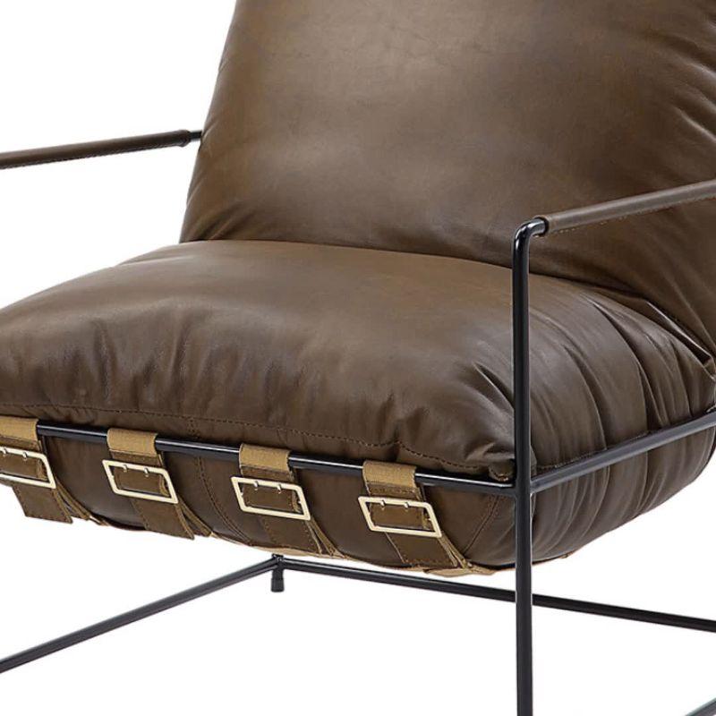 Oralia 27" Accent Chairs Saturn Top Grain Leather - Acme Furniture: Swivel, Metal Frame, No Assembly Required