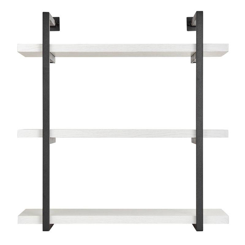 Danya B. 31.5" x 33.2" Modern 3 Tier Hanging Bracket Wall Shelve White Birch: Laminated MDF, Iron Frame, Floating Design