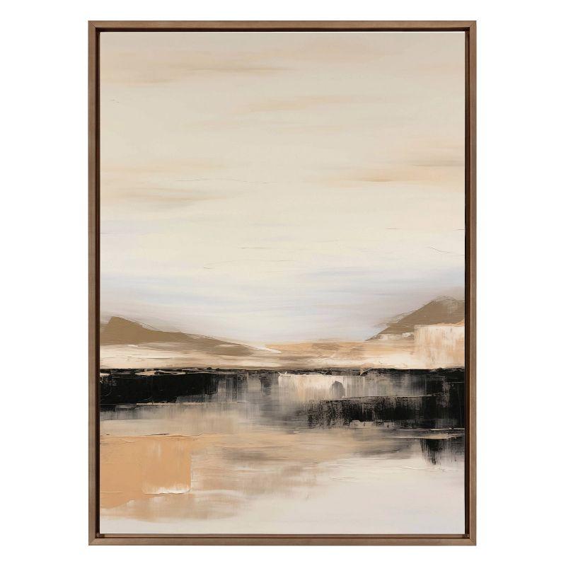 Large Gold Framed Abstract Landscape Canvas Print