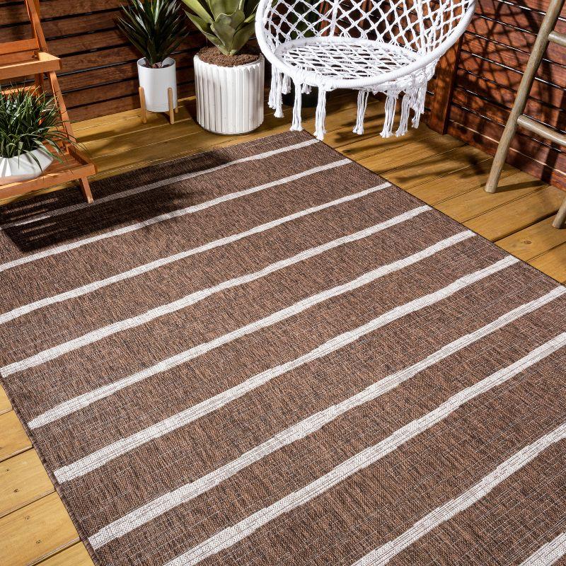 3'x5' Colonia Berber Stripe Indoor/Outdoor Area Rug, Brown/Beige - JONATHAN Y