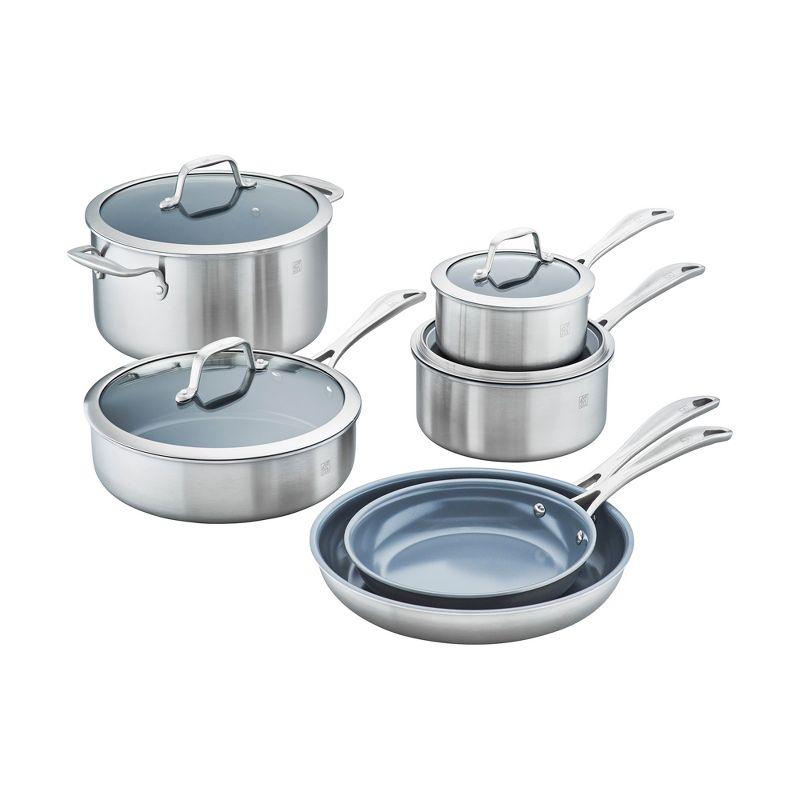 ZWILLING Spirit Ceramic Nonstick Cookware Set, 10-pc, Stainless Steel
