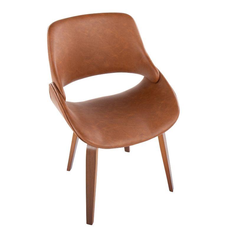 Set of 2 Fabrico Dining Chairs Walnut/Camel - LumiSource: Mid-Century Modern, Faux Leather, Wood Frame