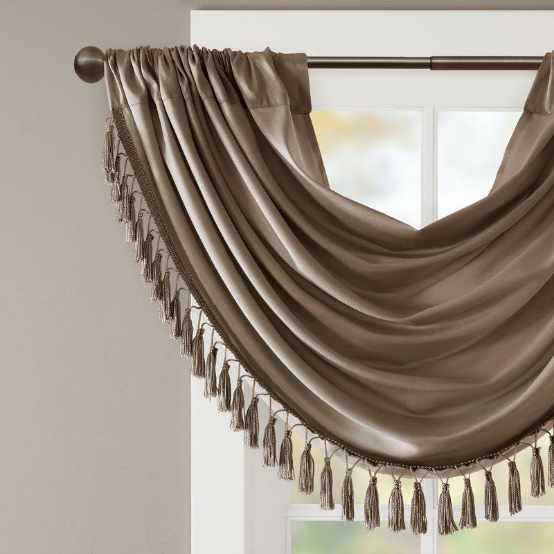 Madison Park Elena Faux Silk Waterfall Embellished 38'' W Window Valance