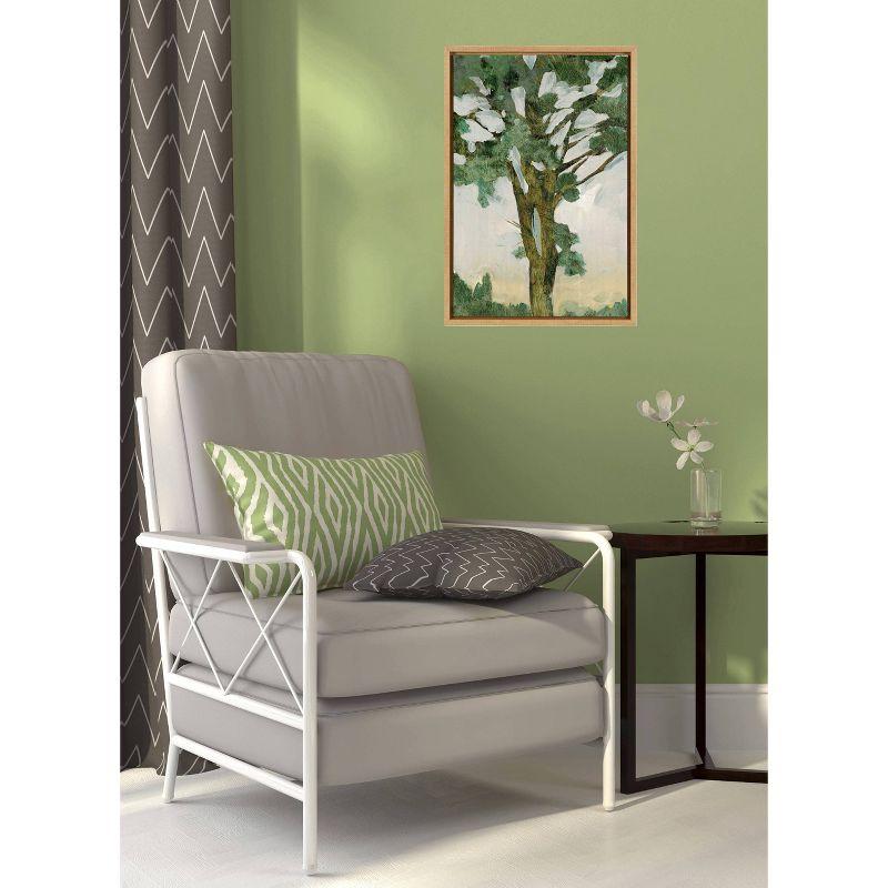 16" x 23" Green Tree Line Framed Canvas Wall Art