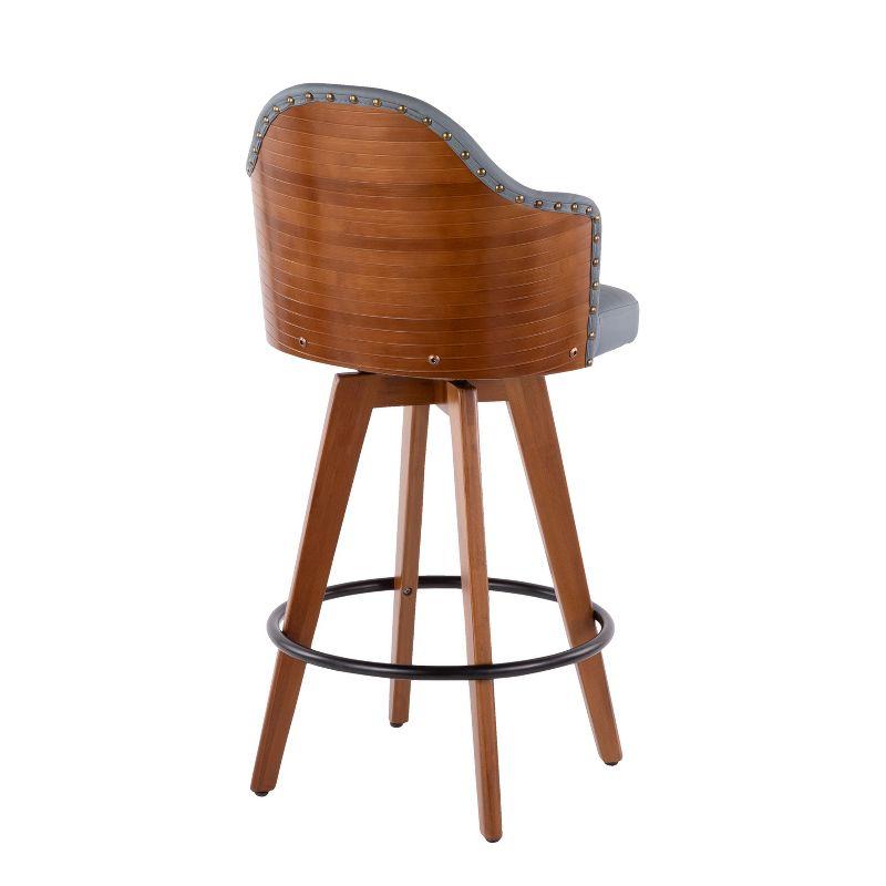 26" Ahoy Mid-Century Modern Counter Height Barstool Walnut/Dark Gray - LumiSource