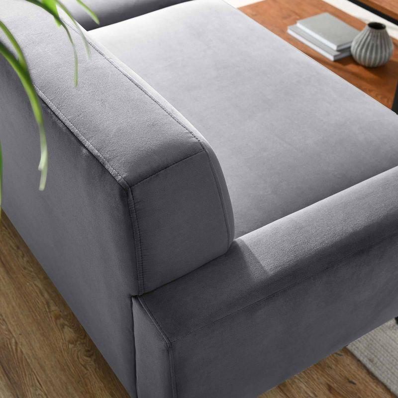 Gray Tufted Velvet Sofa with Removable Cushions, 91"