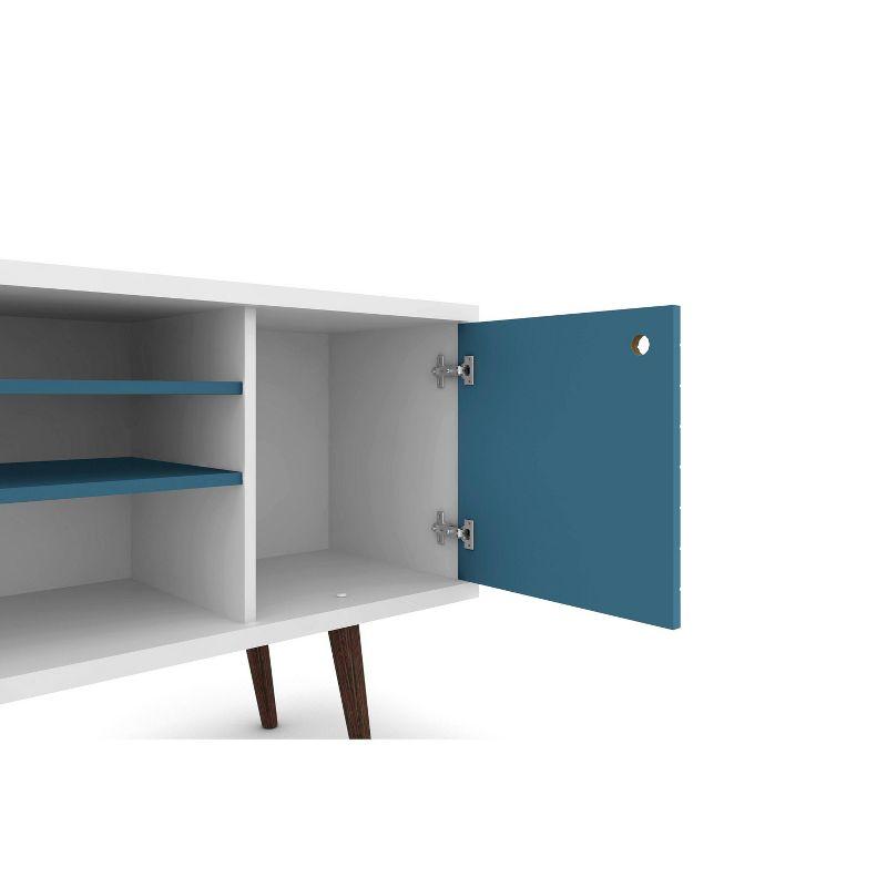 53.14" Liberty TV Stand for TVs up to 50" White/Aqua Blue - Manhattan Comfort