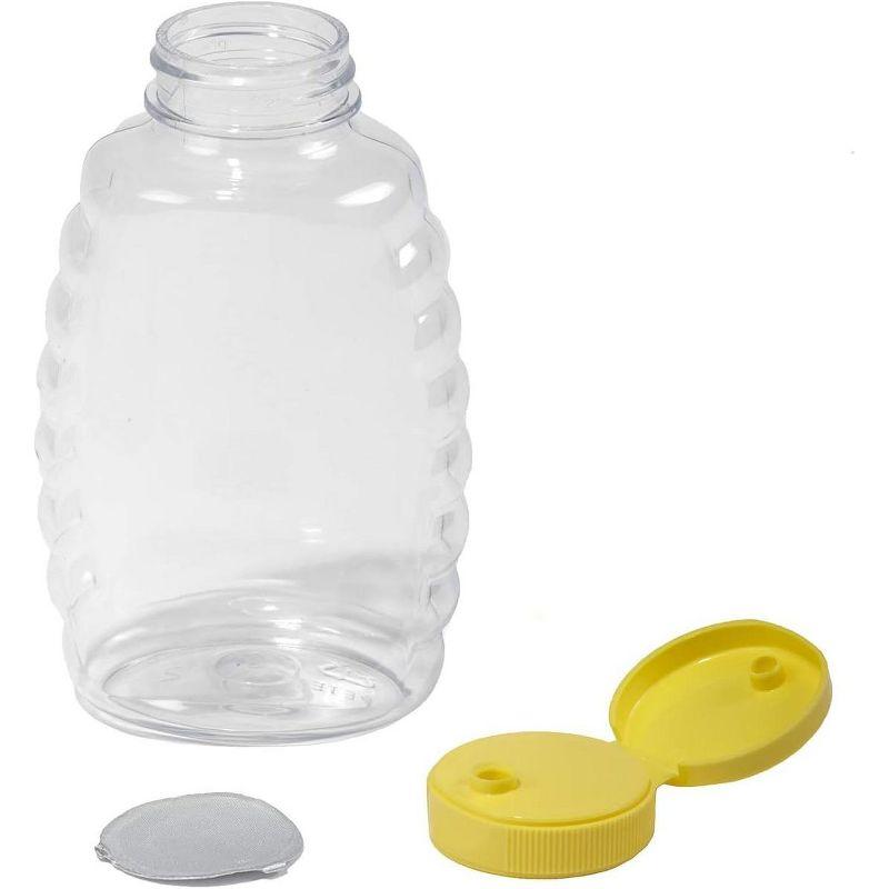 Clear Plastic Skep-Style Honey Jar with Yellow Flip-Top Lid - 16 oz